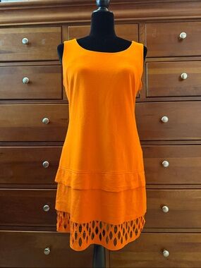 Patrizia Luca Milano Bright Orange Sleeveless Mini Dress